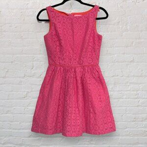 LILLY PULITZER Aleesa Sleeveless Fit & Flare Bright Hotty Pink Eyelet Dress 4